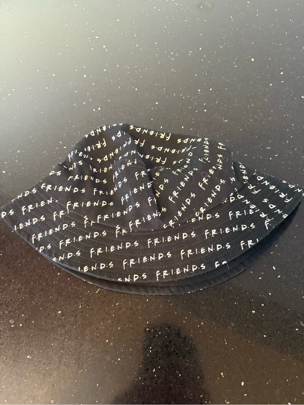 FRIENDS Black Bucket Hat with White Logo Print